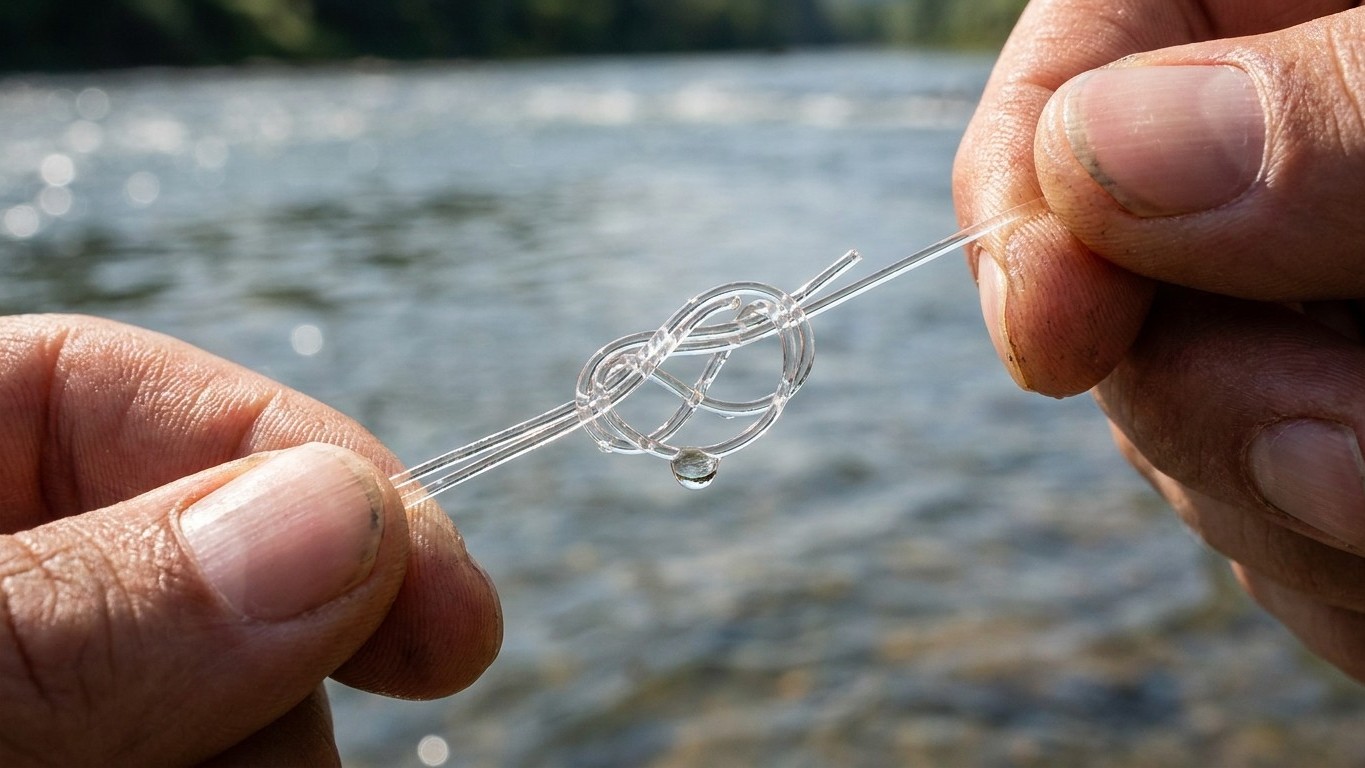 J'ai serré mon nœud à sec juste pour gagner du temps au bord de l'eau : au premier gros ferrage, j'ai compris ce que la ch...