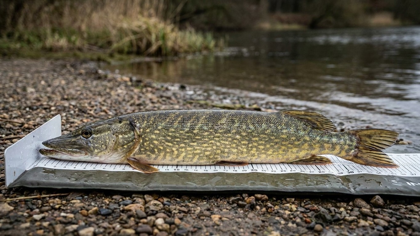 On s'obstine tous à poser la règle au creux de la queue du brochet, alors que le code de l'environnement fixe un tout autr...