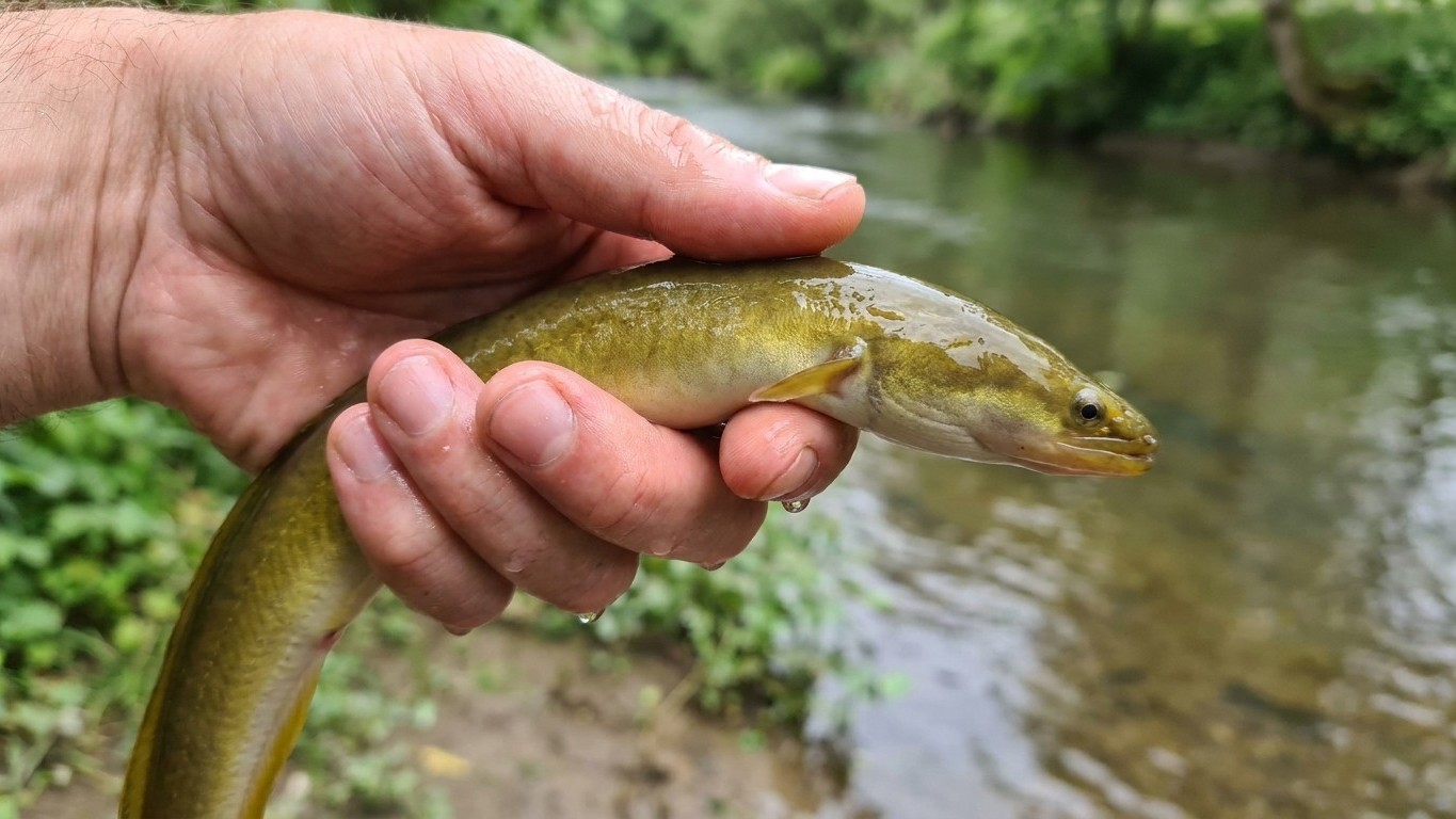 J'ai glissé mon anguille dans ma bourriche juste le temps de finir ma session : quand le garde a soulevé le filet, il étai...