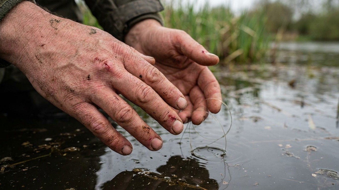 J'ai rincé mes mains écorchées dans l'eau de l'étang juste pour enlever l'amorce collée : c'est la fièvre dix jours plus t...
